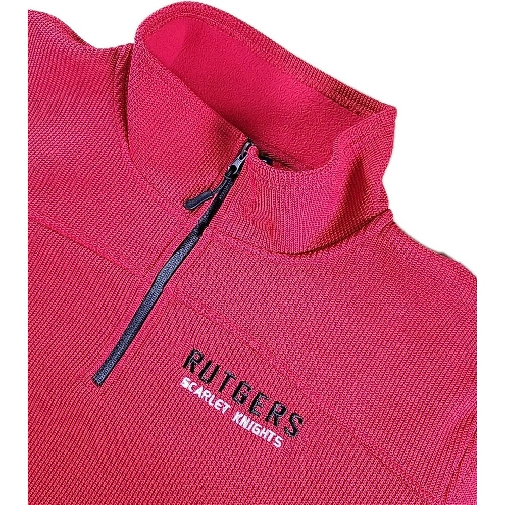 Mens RUTGERS UNIVERSITY Campus Heritage Fleece Lined 1/4 Zip Sz 2XL Pullover RED